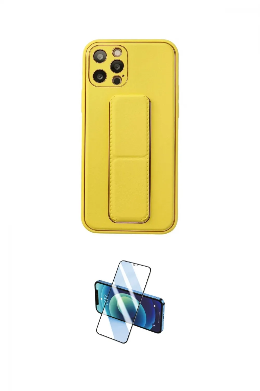 ieg™ iPhone 12 Pro Kılıf Akış Doku - Siyah 3D Antistatik Cam Ekran Koruyucu