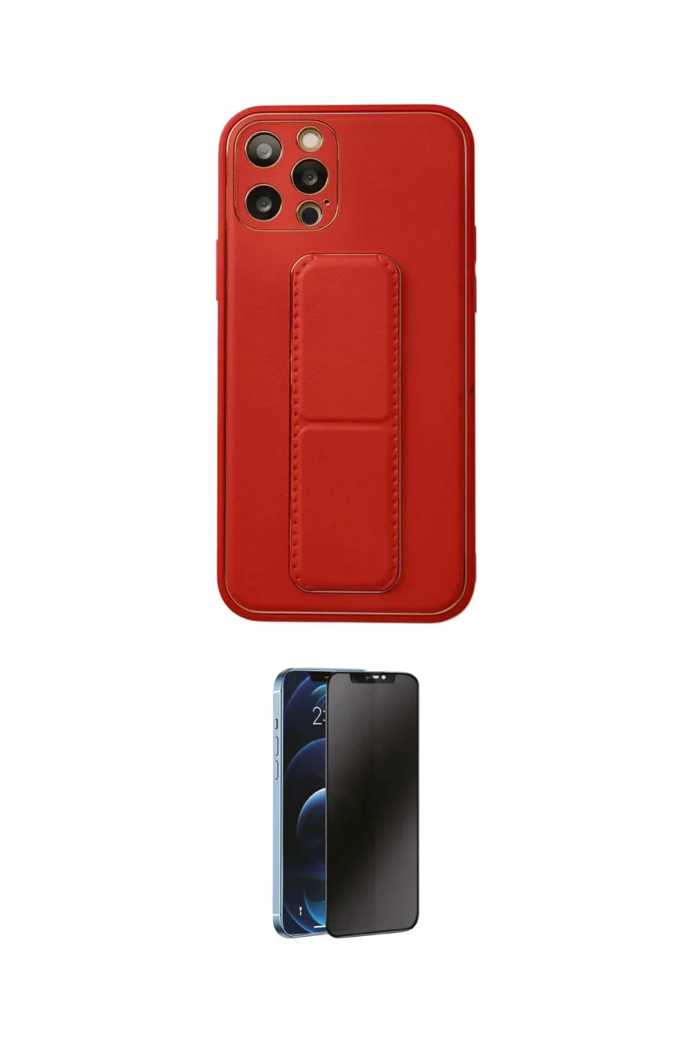 ieg™ iPhone 12 Pro Kılıf Akış Doku - Siyah 3D Antistatik Hayalet Cam Ekran Koruyucu