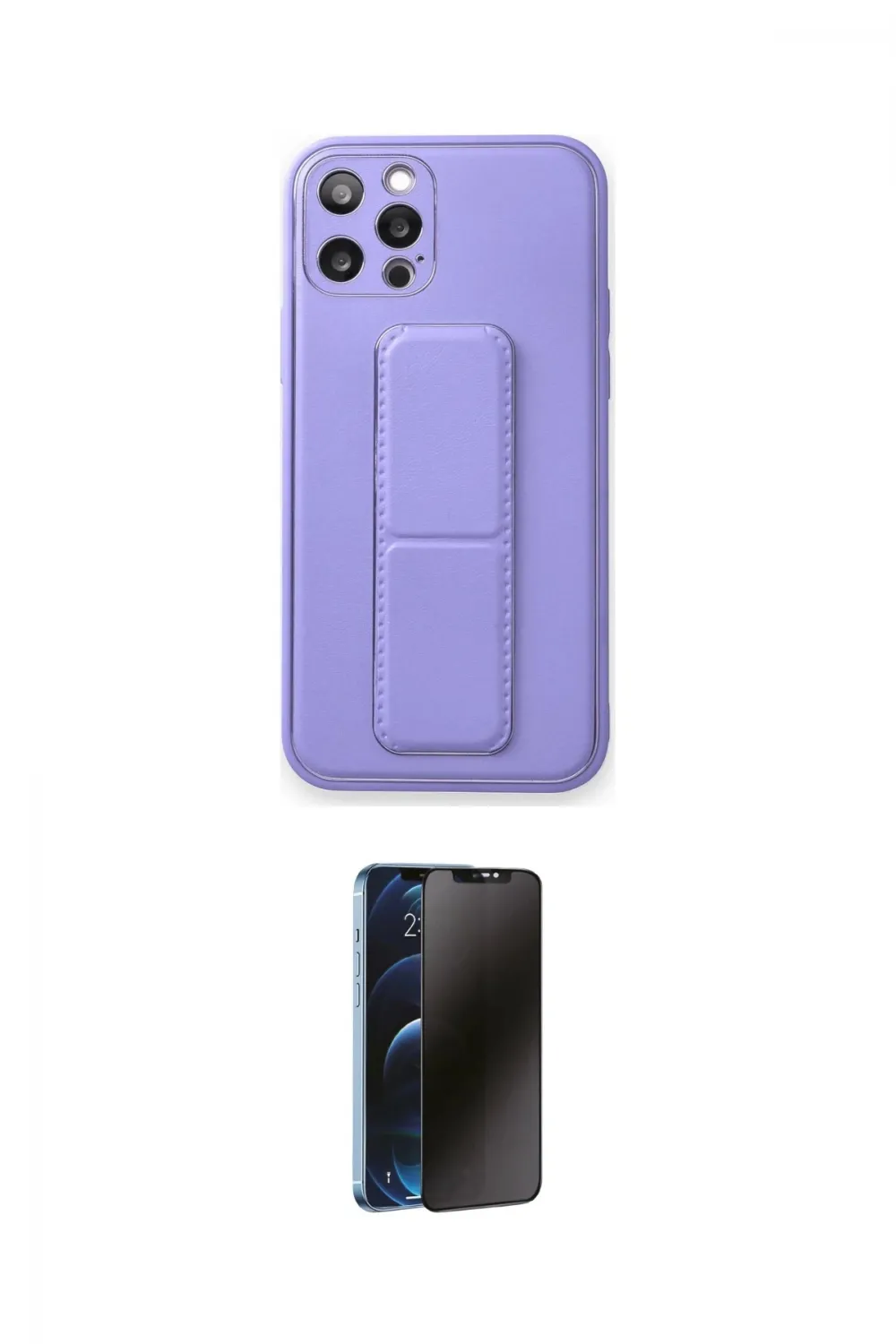 ieg™ iPhone 12 Pro Kılıf Akış Doku - Siyah 3D Antistatik Hayalet Cam Ekran Koruyucu
