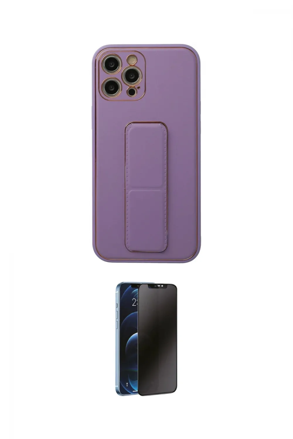 ieg™ iPhone 12 Pro Kılıf Akış Doku - Siyah 3D Antistatik Hayalet Cam Ekran Koruyucu