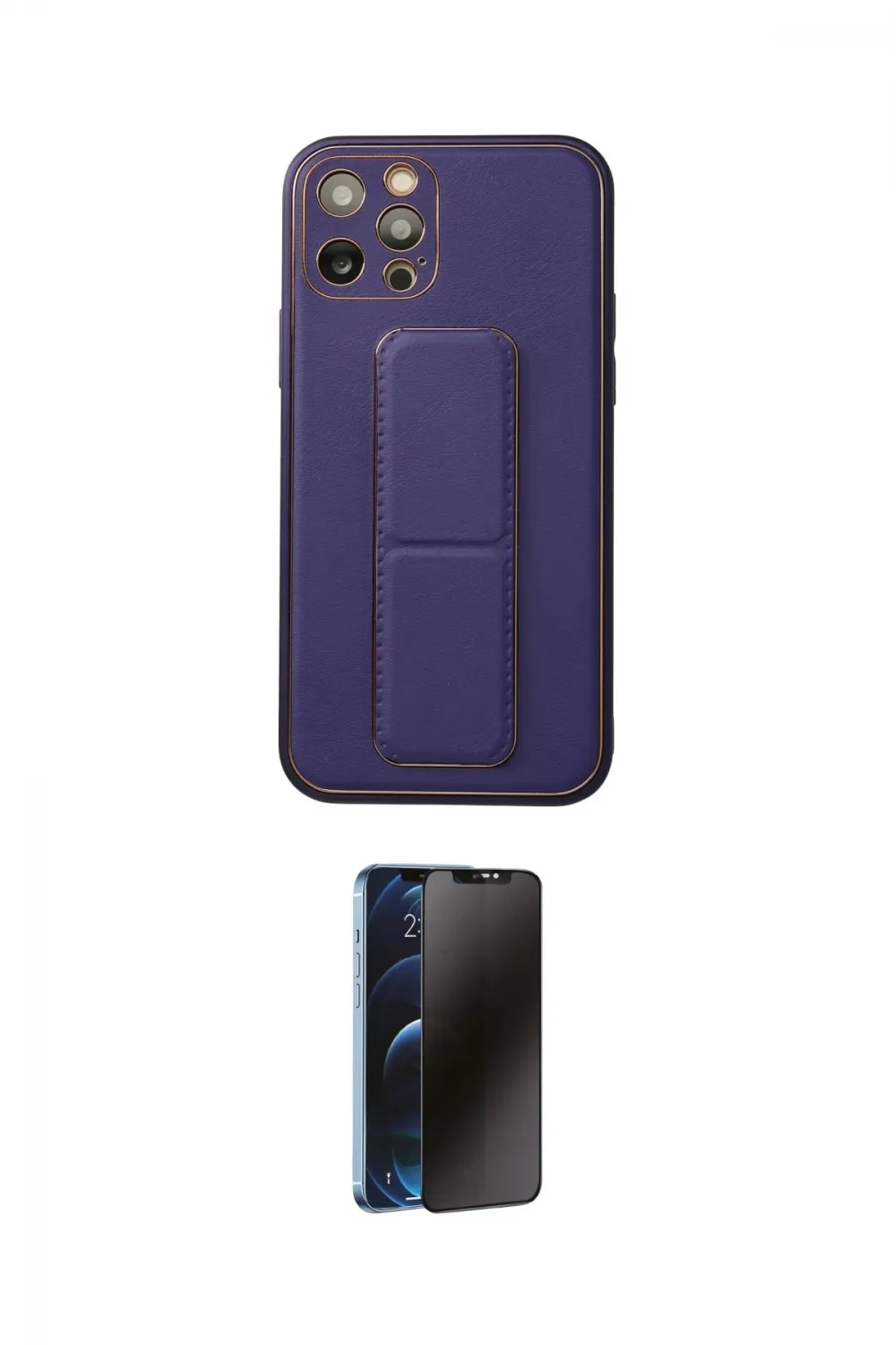 ieg™ iPhone 12 Pro Kılıf Akış Doku - Siyah 3D Antistatik Hayalet Cam Ekran Koruyucu