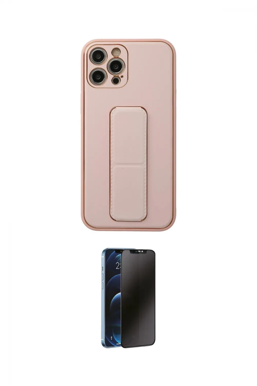 ieg™ iPhone 12 Pro Kılıf Akış Doku - Siyah 3D Antistatik Hayalet Cam Ekran Koruyucu