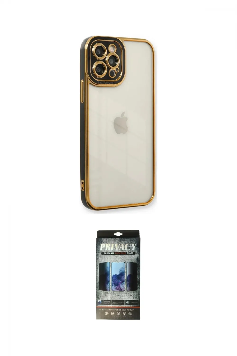 ieg™ iPhone 12 Pro Kılıf Çekirdek Klasik Serisi - Siyah 34D Hayalet Izgaralı Cam