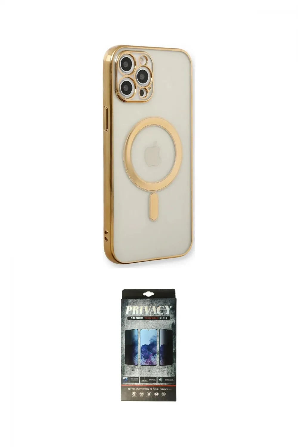 ieg™ iPhone 12 Pro Kılıf Doruk Minimal - Siyah 34D Hayalet Izgaralı Cam
