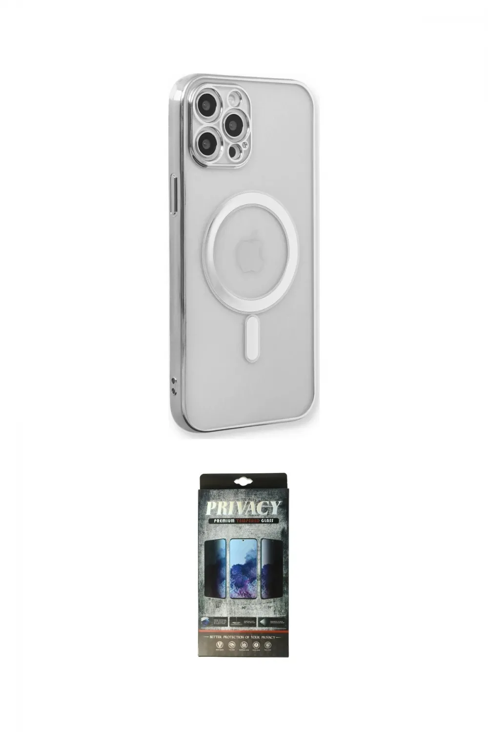 ieg™ iPhone 12 Pro Kılıf Doruk Minimal - Siyah 34D Hayalet Izgaralı Cam