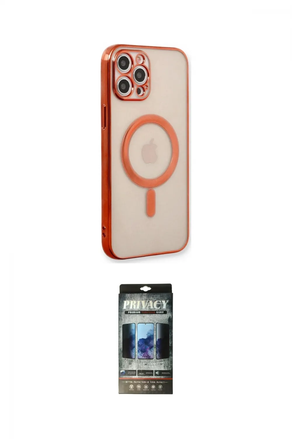 ieg™ iPhone 12 Pro Kılıf Doruk Minimal - Siyah 34D Hayalet Izgaralı Cam