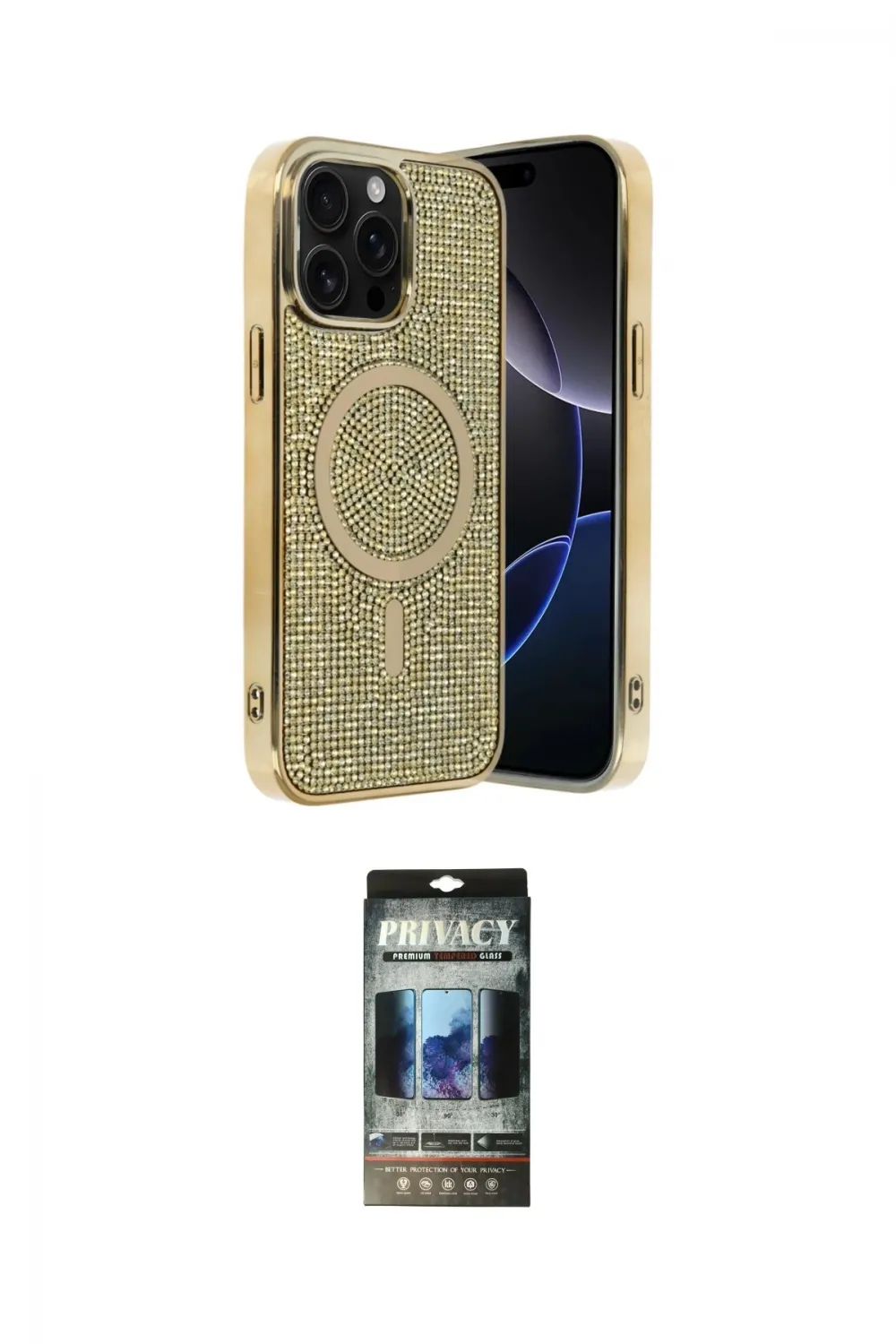 ieg™ iPhone 12 Pro Kılıf Eksen Çizgi - Siyah 34D Hayalet Izgaralı Cam