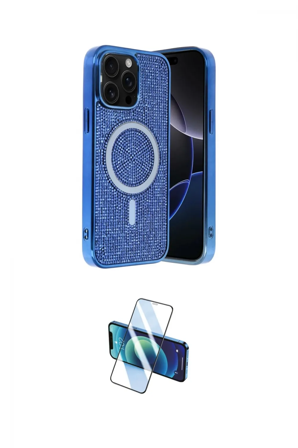 ieg™ iPhone 12 Pro Kılıf Eksen Çizgi - Siyah 3D Antistatik Cam Ekran Koruyucu