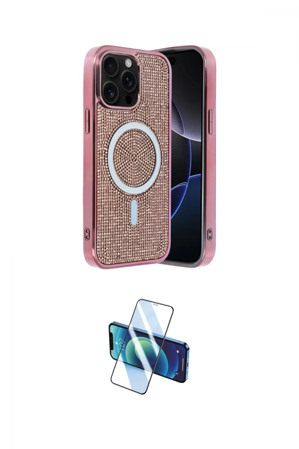 ieg™ iPhone 12 Pro Kılıf Eksen Çizgi - Siyah 3D Antistatik Cam Ekran Koruyucu