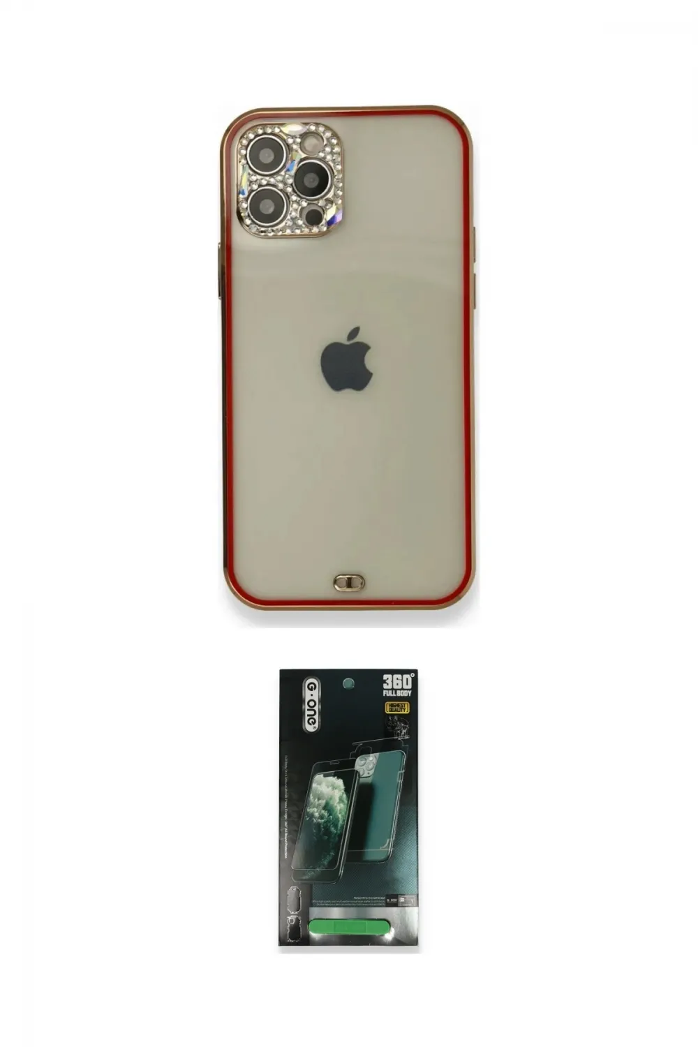 ieg™ iPhone 12 Pro Kılıf Eksen Minimal Koleksiyonu - Şeffaf 360 Full Body Arka Koruyucu