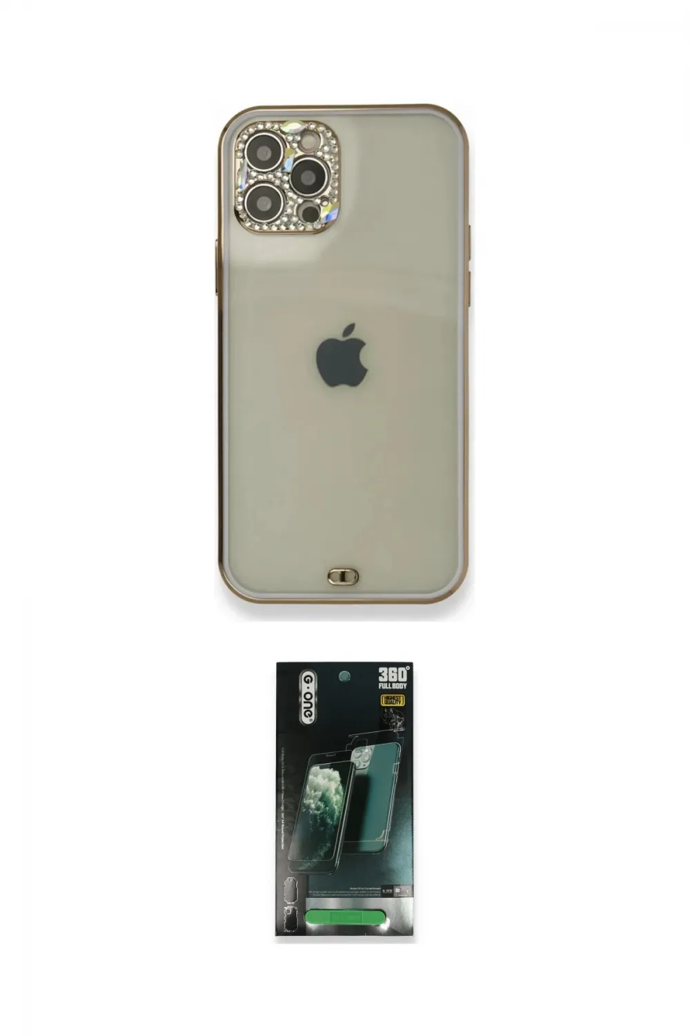 ieg™ iPhone 12 Pro Kılıf Eksen Minimal Koleksiyonu - Şeffaf 360 Full Body Arka Koruyucu