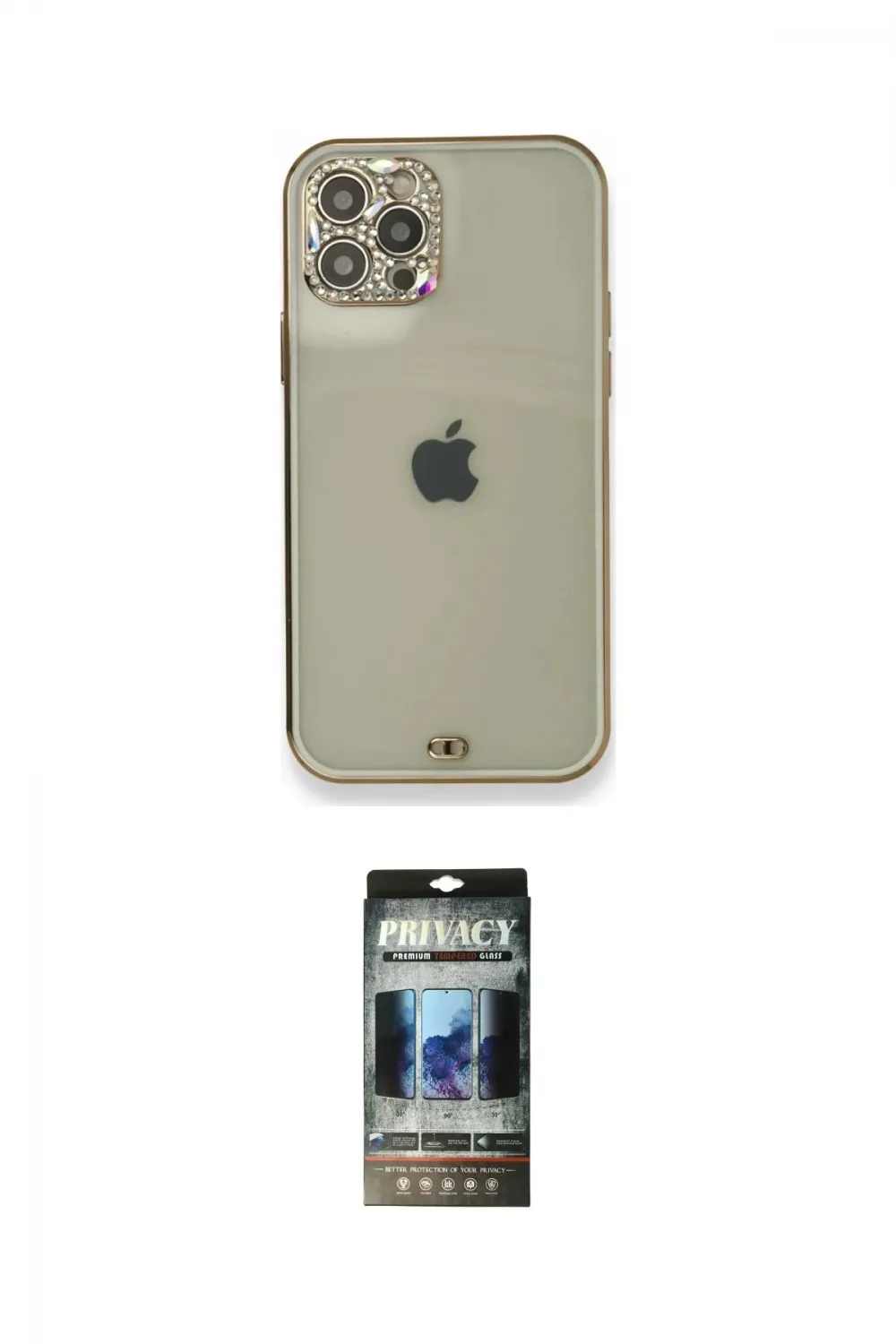 ieg™ iPhone 12 Pro Kılıf Eksen Minimal Koleksiyonu - Siyah 34D Hayalet Izgaralı Cam