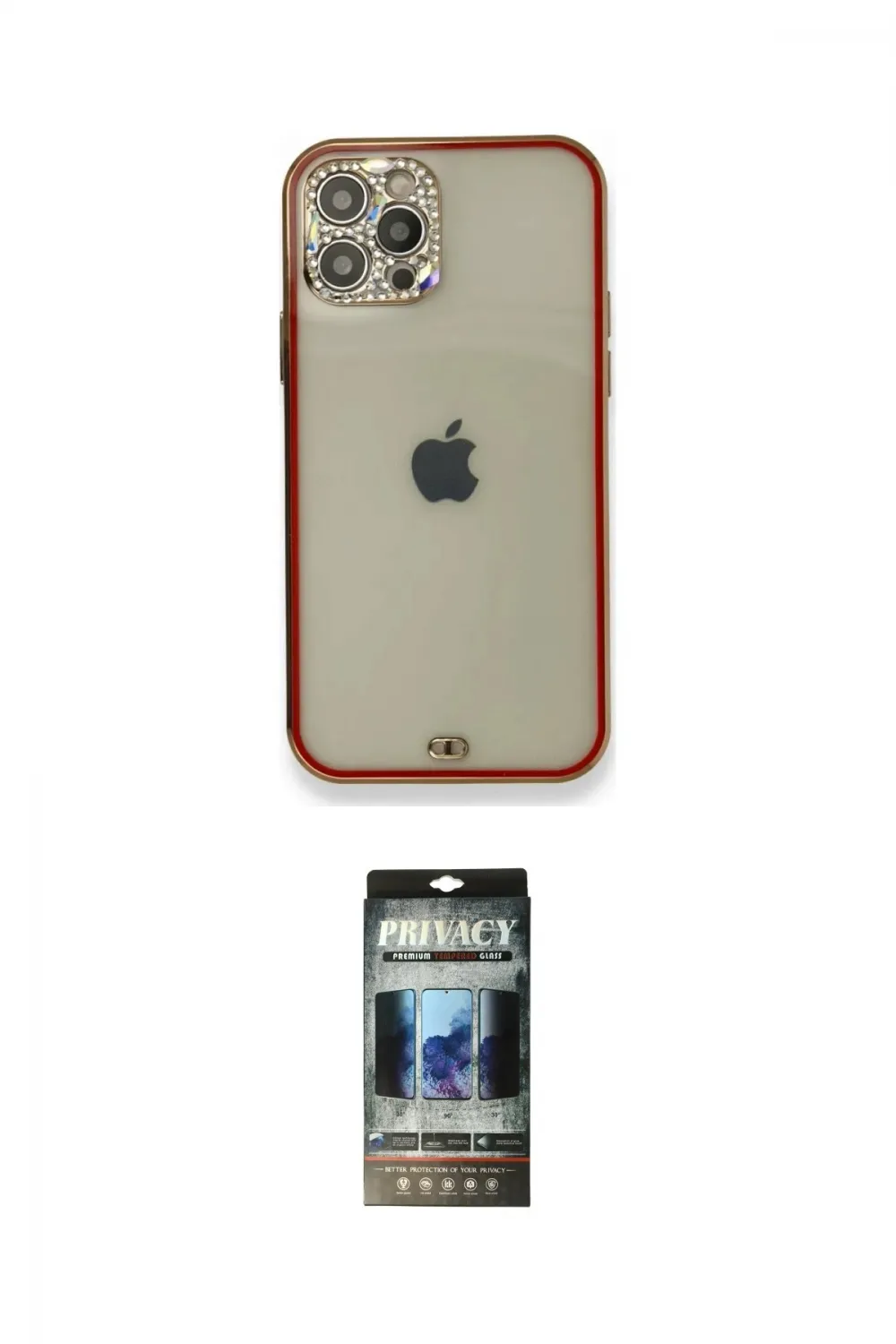 ieg™ iPhone 12 Pro Kılıf Eksen Minimal Koleksiyonu - Siyah 34D Hayalet Izgaralı Cam