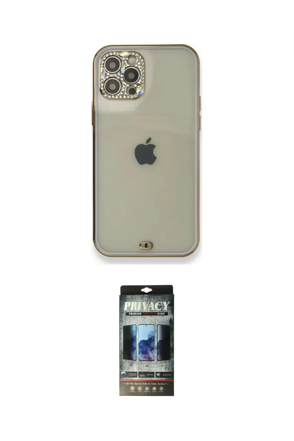 ieg™ iPhone 12 Pro Kılıf Eksen Minimal Koleksiyonu - Siyah 34D Hayalet Izgaralı Cam