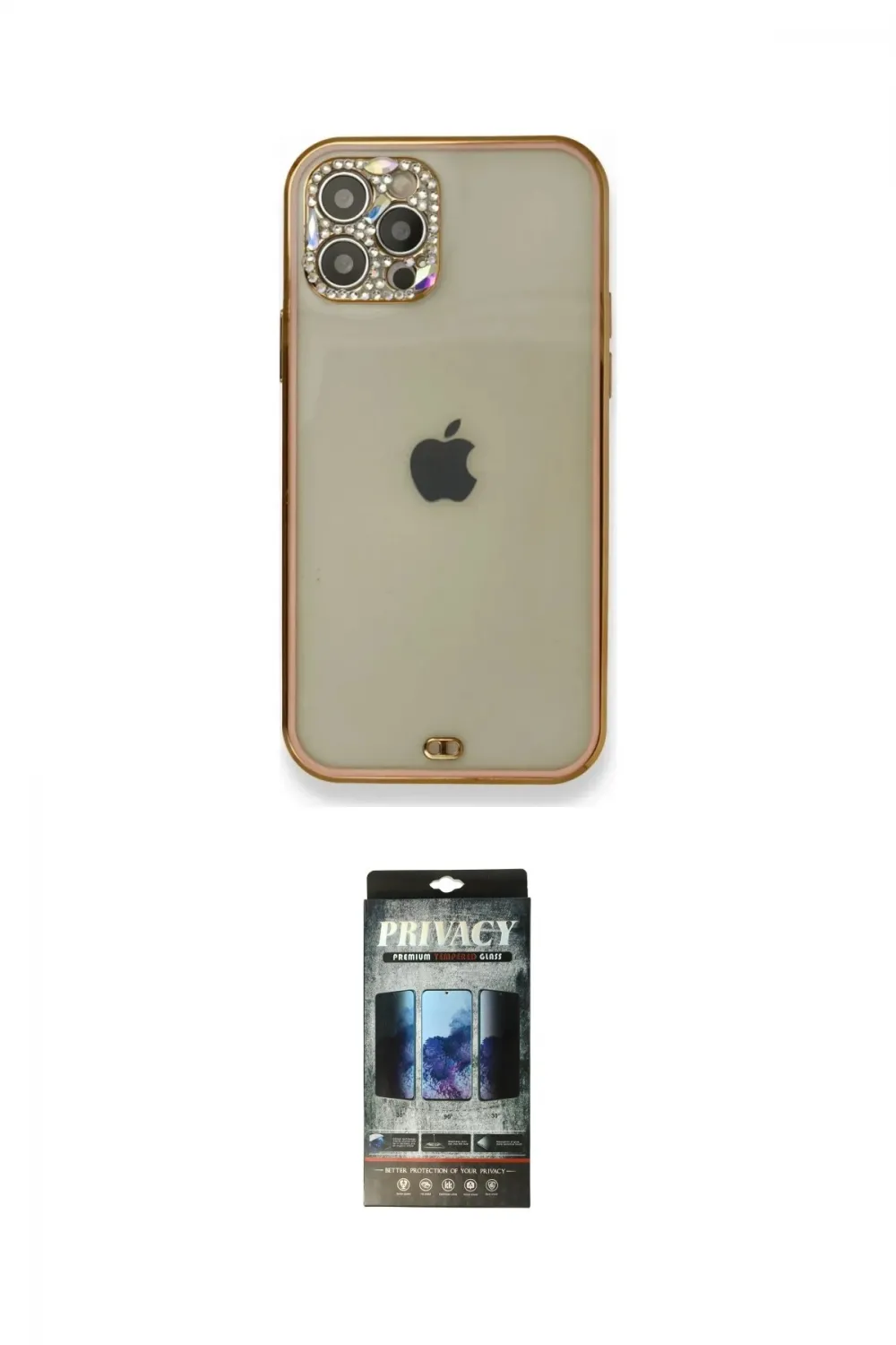 ieg™ iPhone 12 Pro Kılıf Eksen Minimal Koleksiyonu - Siyah 34D Hayalet Izgaralı Cam