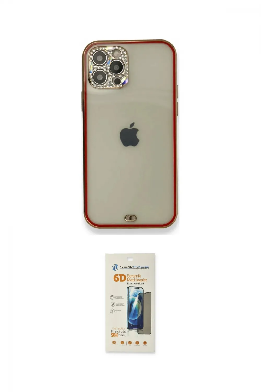 ieg™ iPhone 12 Pro Kılıf Eksen Minimal Koleksiyonu - Siyah 6D Mat Seramik Hayalet Nano Ekran Koruyucu