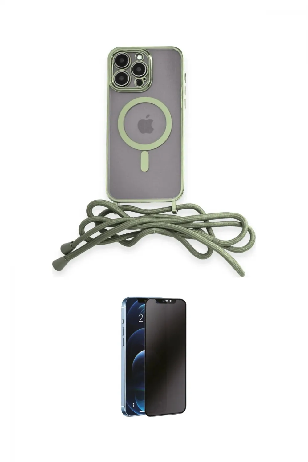 ieg™ iPhone 12 Pro Kılıf Eksen Özel Seri - Siyah 3D Antistatik Hayalet Cam Ekran Koruyucu