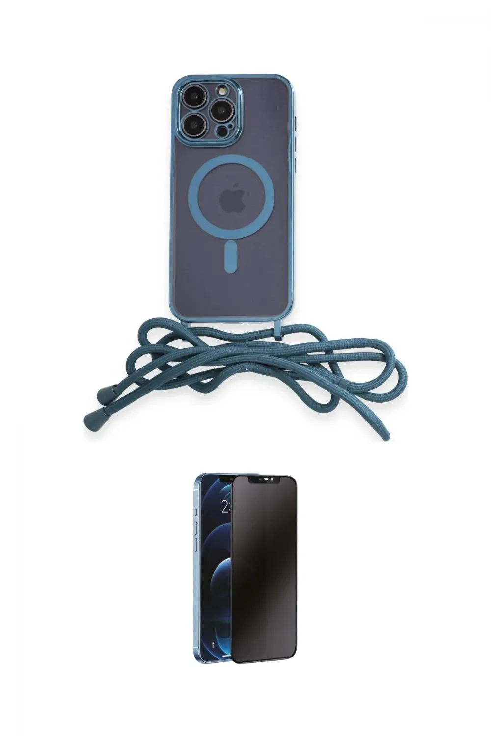 ieg™ iPhone 12 Pro Kılıf Eksen Özel Seri - Siyah 3D Antistatik Hayalet Cam Ekran Koruyucu