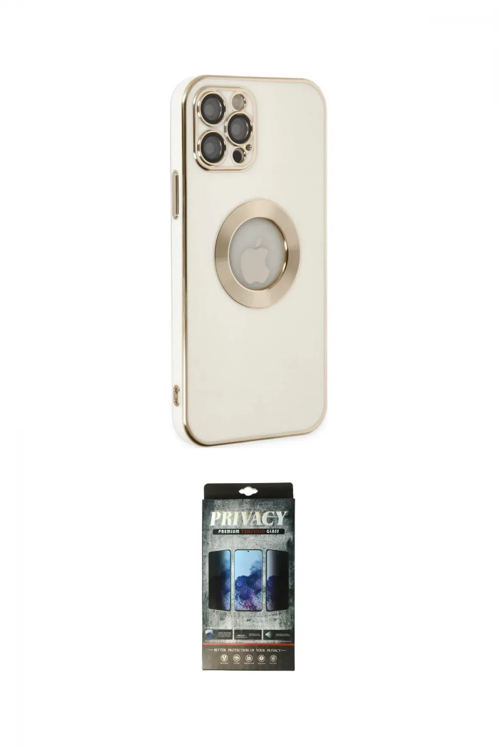 ieg™ iPhone 12 Pro Kılıf İz Form Serisi - Siyah 34D Hayalet Izgaralı Cam