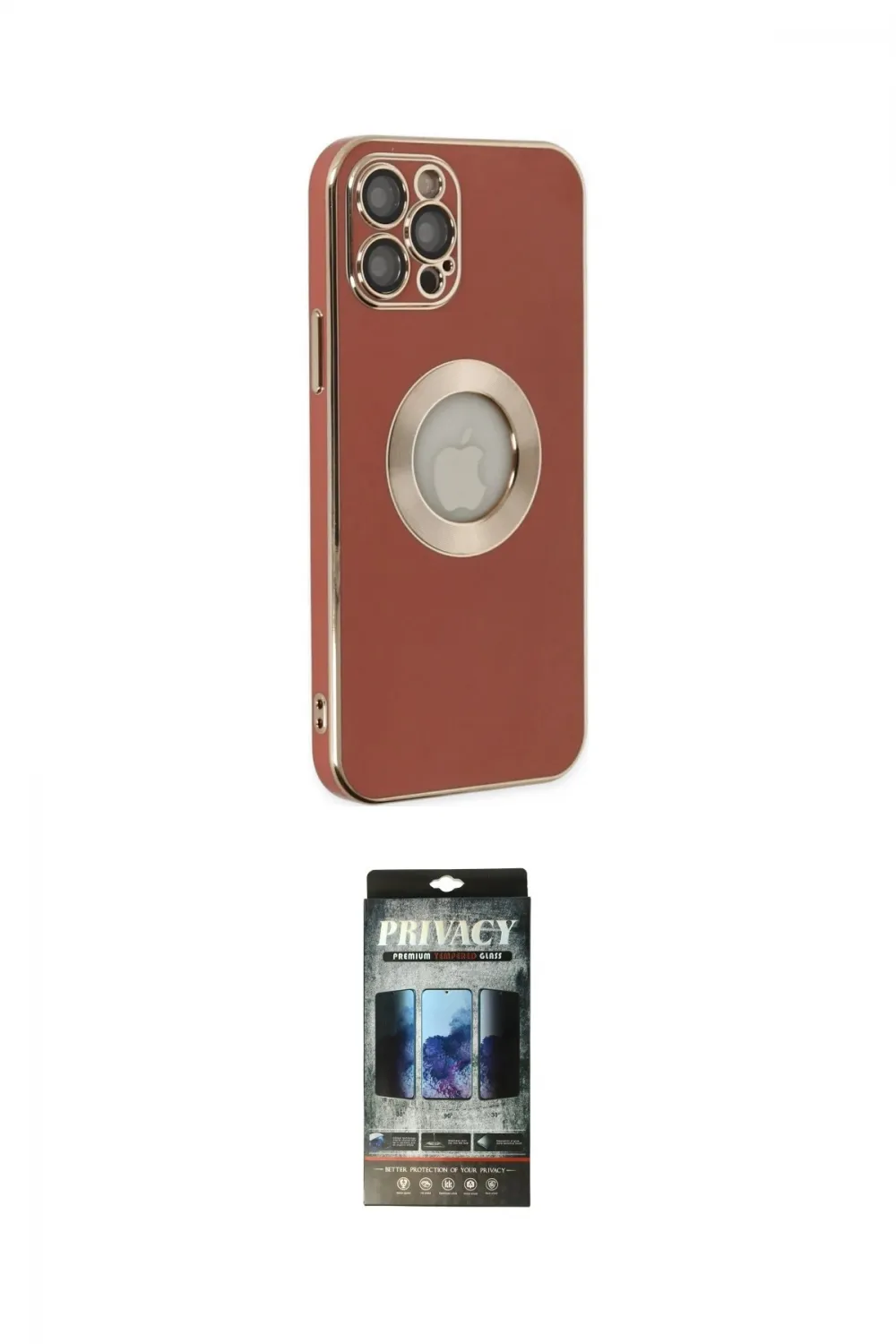 ieg™ iPhone 12 Pro Kılıf İz Form Serisi - Siyah 34D Hayalet Izgaralı Cam