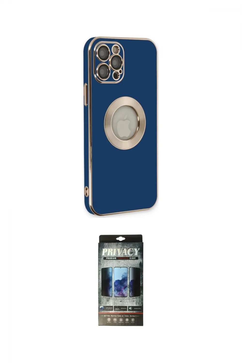 ieg™ iPhone 12 Pro Kılıf İz Form Serisi - Siyah 34D Hayalet Izgaralı Cam