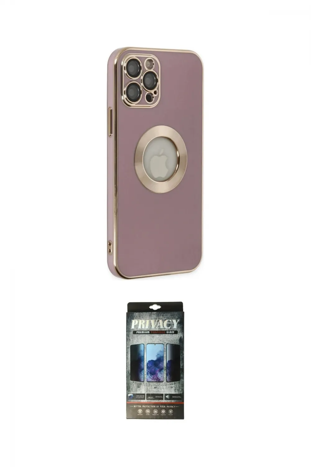 ieg™ iPhone 12 Pro Kılıf İz Form Serisi - Siyah 34D Hayalet Izgaralı Cam