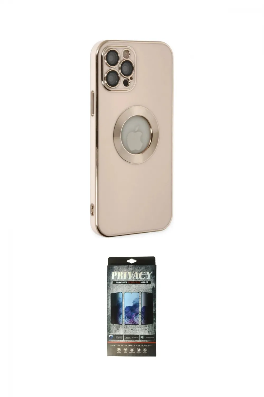 ieg™ iPhone 12 Pro Kılıf İz Form Serisi - Siyah 34D Hayalet Izgaralı Cam