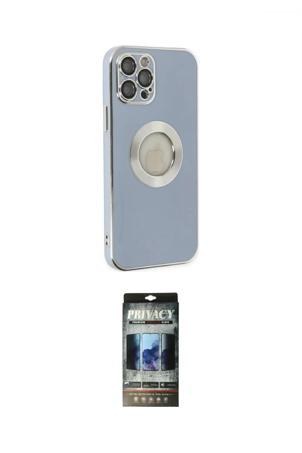 ieg™ iPhone 12 Pro Kılıf İz Form Serisi - Siyah 34D Hayalet Izgaralı Cam