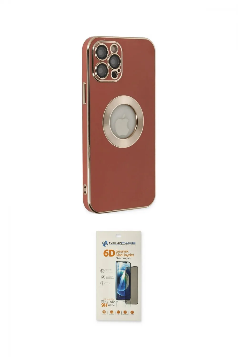 ieg™ iPhone 12 Pro Kılıf İz Form Serisi - Siyah 6D Mat Seramik Hayalet Nano Ekran Koruyucu