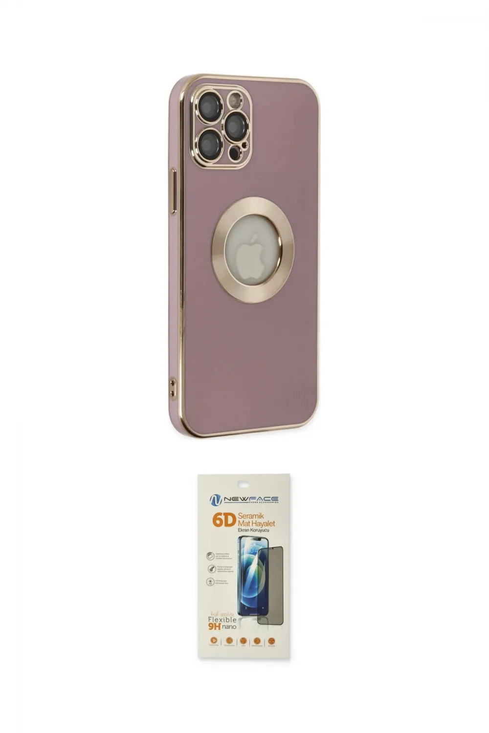 ieg™ iPhone 12 Pro Kılıf İz Form Serisi - Siyah 6D Mat Seramik Hayalet Nano Ekran Koruyucu