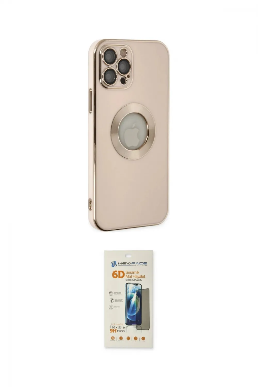 ieg™ iPhone 12 Pro Kılıf İz Form Serisi - Siyah 6D Mat Seramik Hayalet Nano Ekran Koruyucu