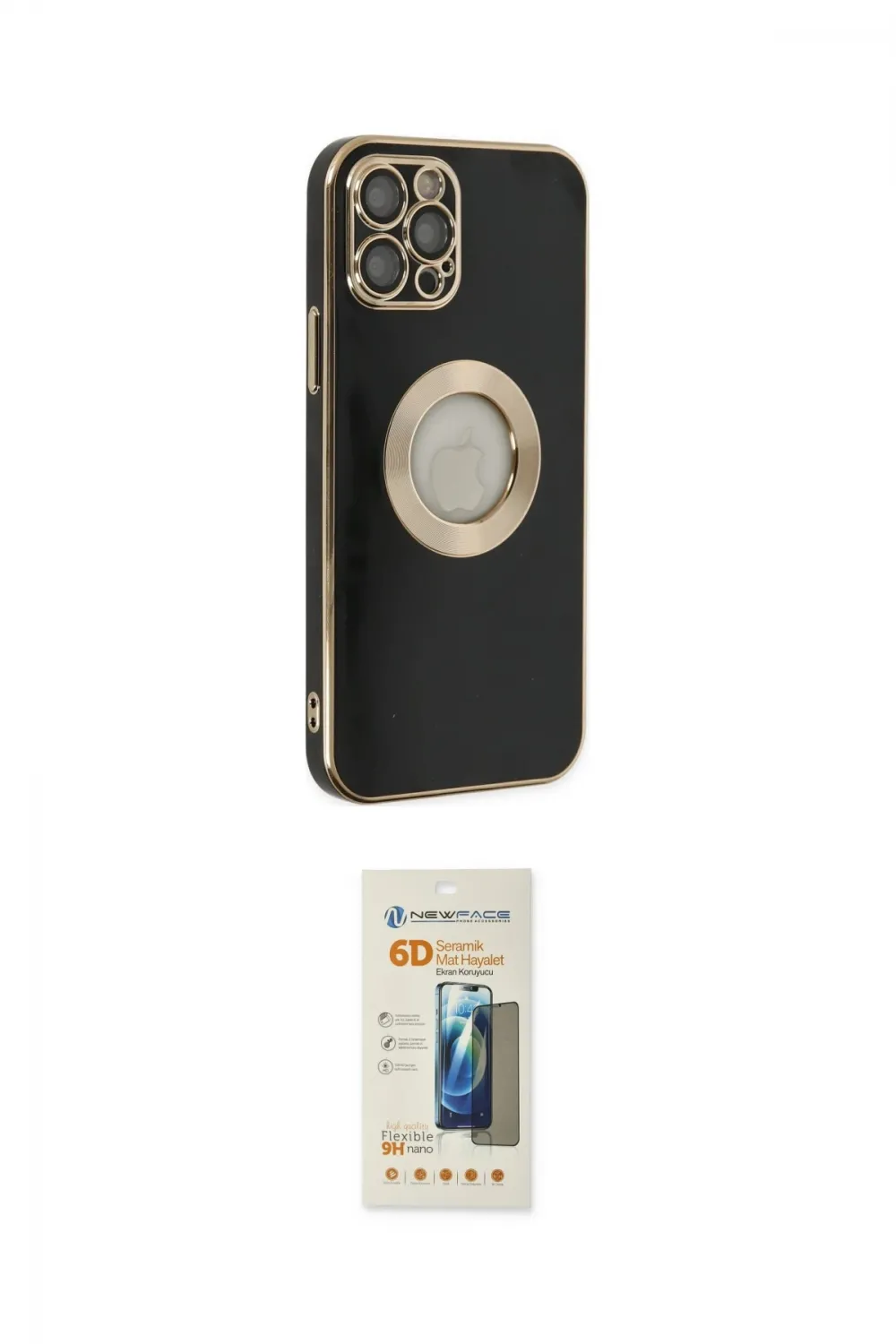 ieg™ iPhone 12 Pro Kılıf İz Form Serisi - Siyah 6D Mat Seramik Hayalet Nano Ekran Koruyucu