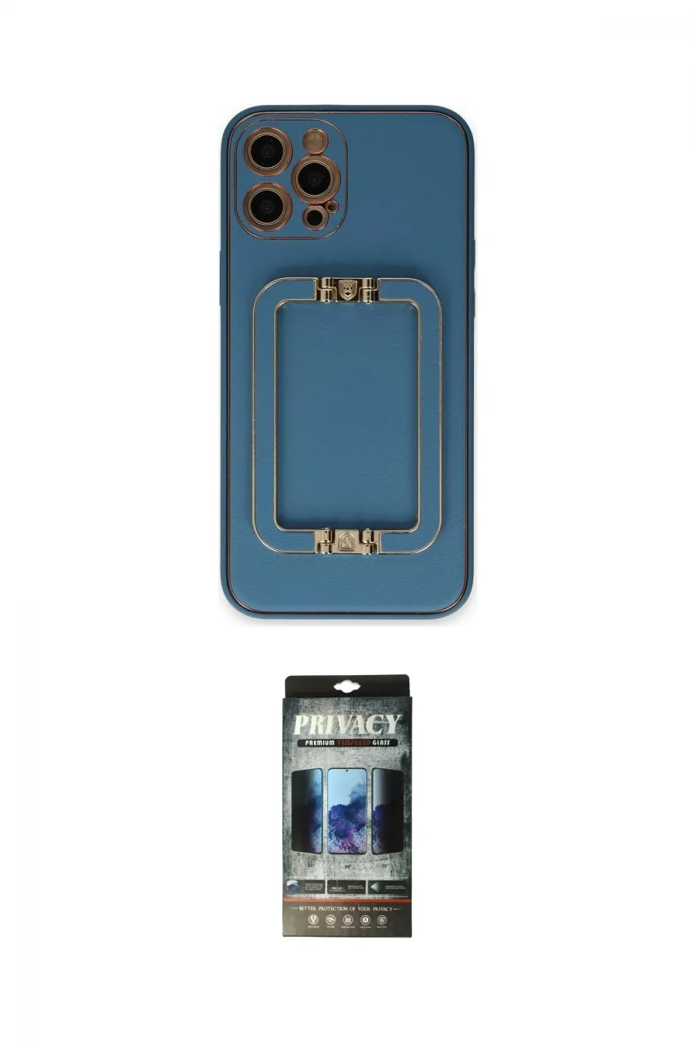 ieg™ iPhone 12 Pro Kılıf Kozmos Minimal Prime - Siyah 34D Hayalet Izgaralı Cam