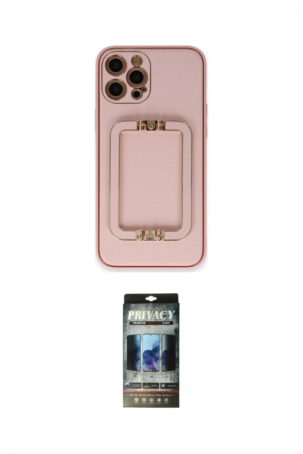 ieg™ iPhone 12 Pro Kılıf Kozmos Minimal Prime - Siyah 34D Hayalet Izgaralı Cam