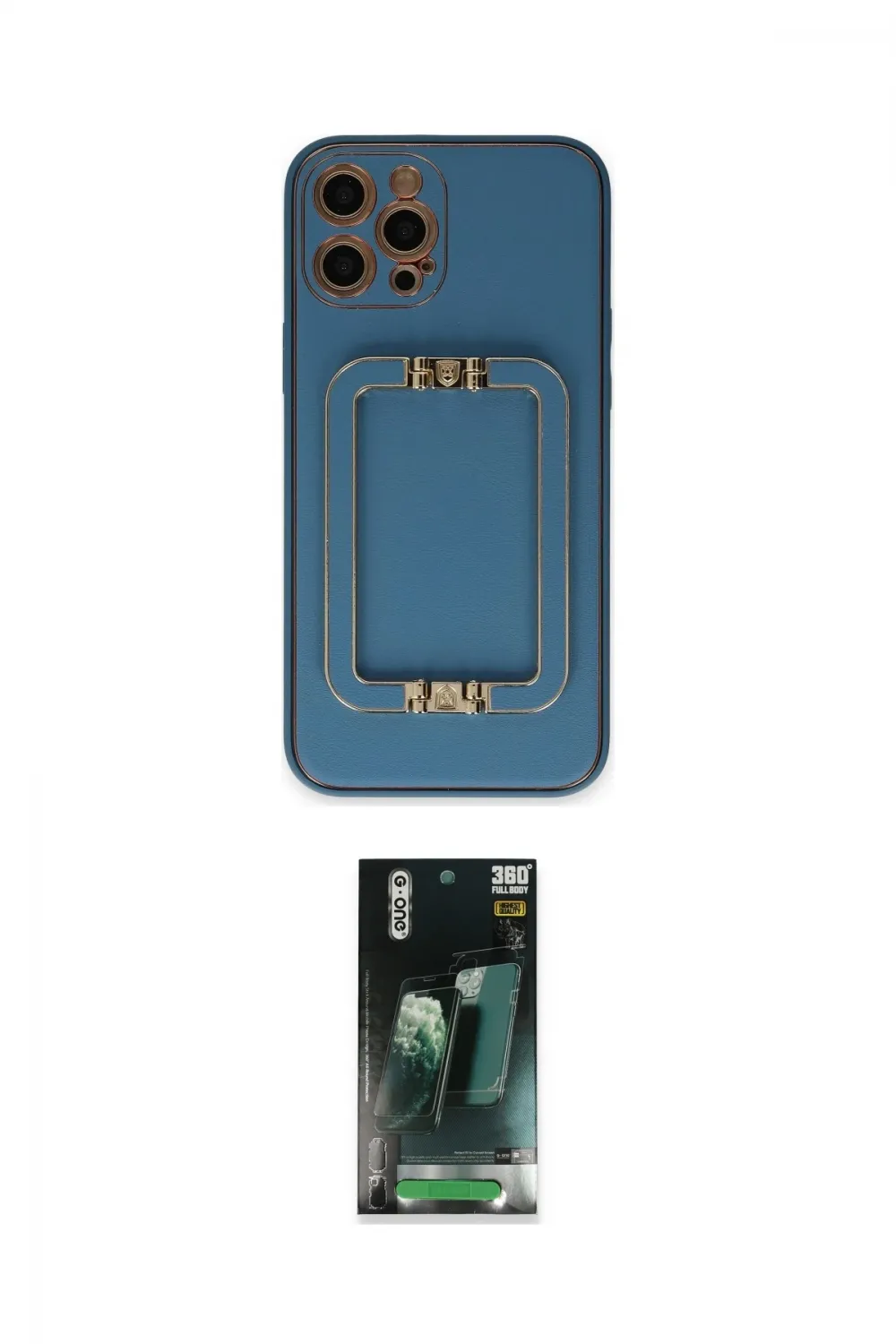 ieg™ iPhone 12 Pro Kılıf Kozmos Minimal Prime - Siyah 360 Mat Full Body Arka Koruyucu