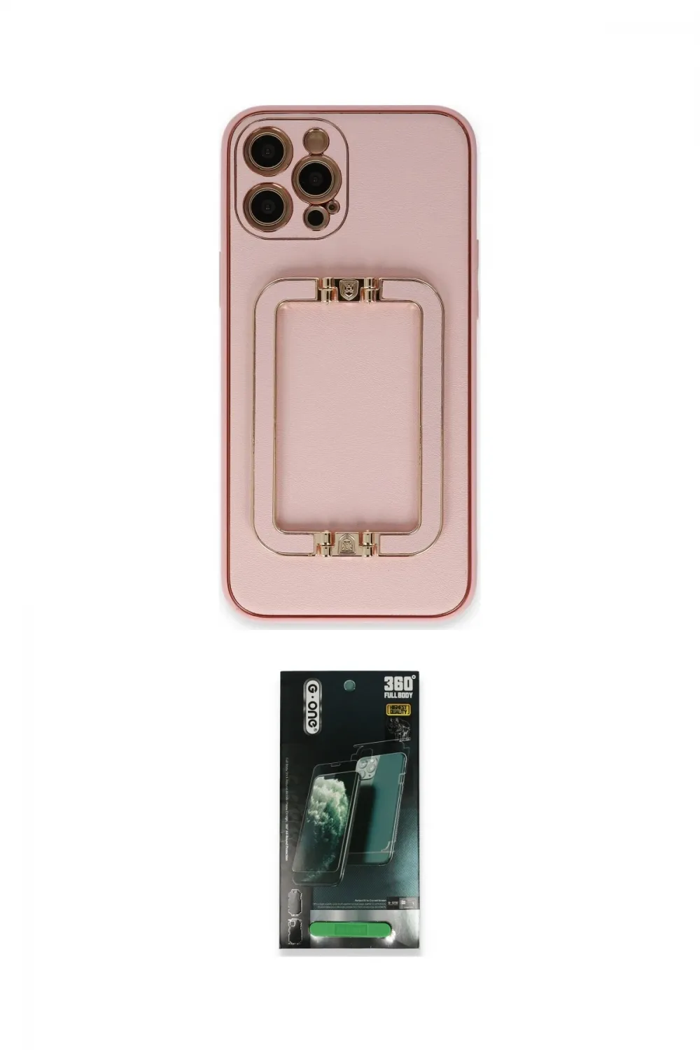 ieg™ iPhone 12 Pro Kılıf Kozmos Minimal Prime - Siyah 360 Mat Full Body Arka Koruyucu
