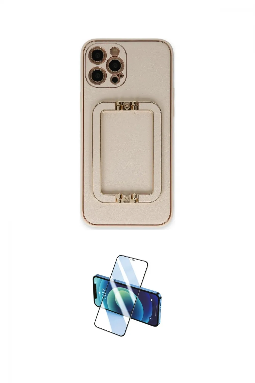 ieg™ iPhone 12 Pro Kılıf Kozmos Minimal Prime - Siyah 3D Antistatik Cam Ekran Koruyucu