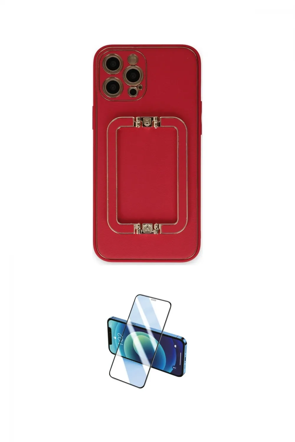 ieg™ iPhone 12 Pro Kılıf Kozmos Minimal Prime - Siyah 3D Antistatik Cam Ekran Koruyucu