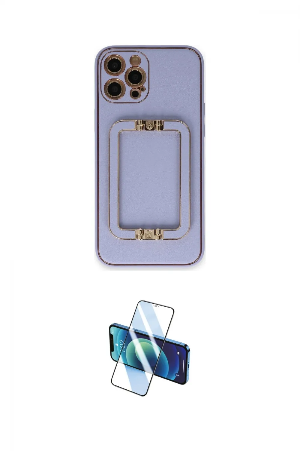 ieg™ iPhone 12 Pro Kılıf Kozmos Minimal Prime - Siyah 3D Antistatik Cam Ekran Koruyucu