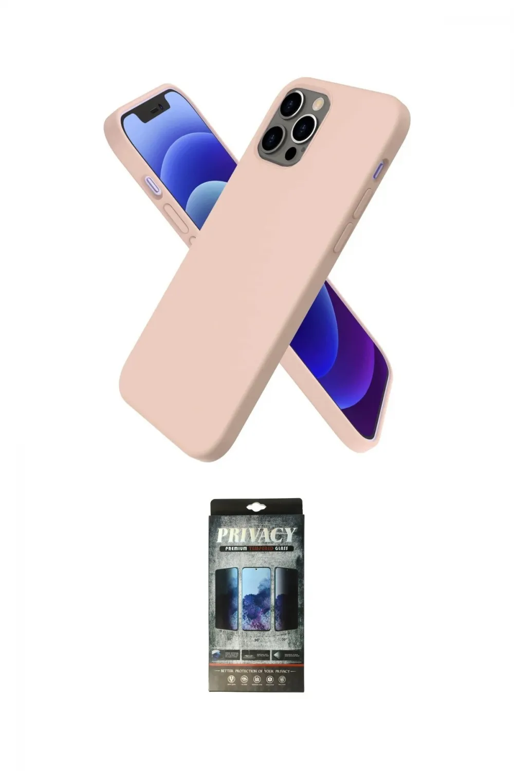 ieg™ iPhone 12 Pro Kılıf Kozmos Yansıma Özel Seri - Siyah 34D Hayalet Izgaralı Cam
