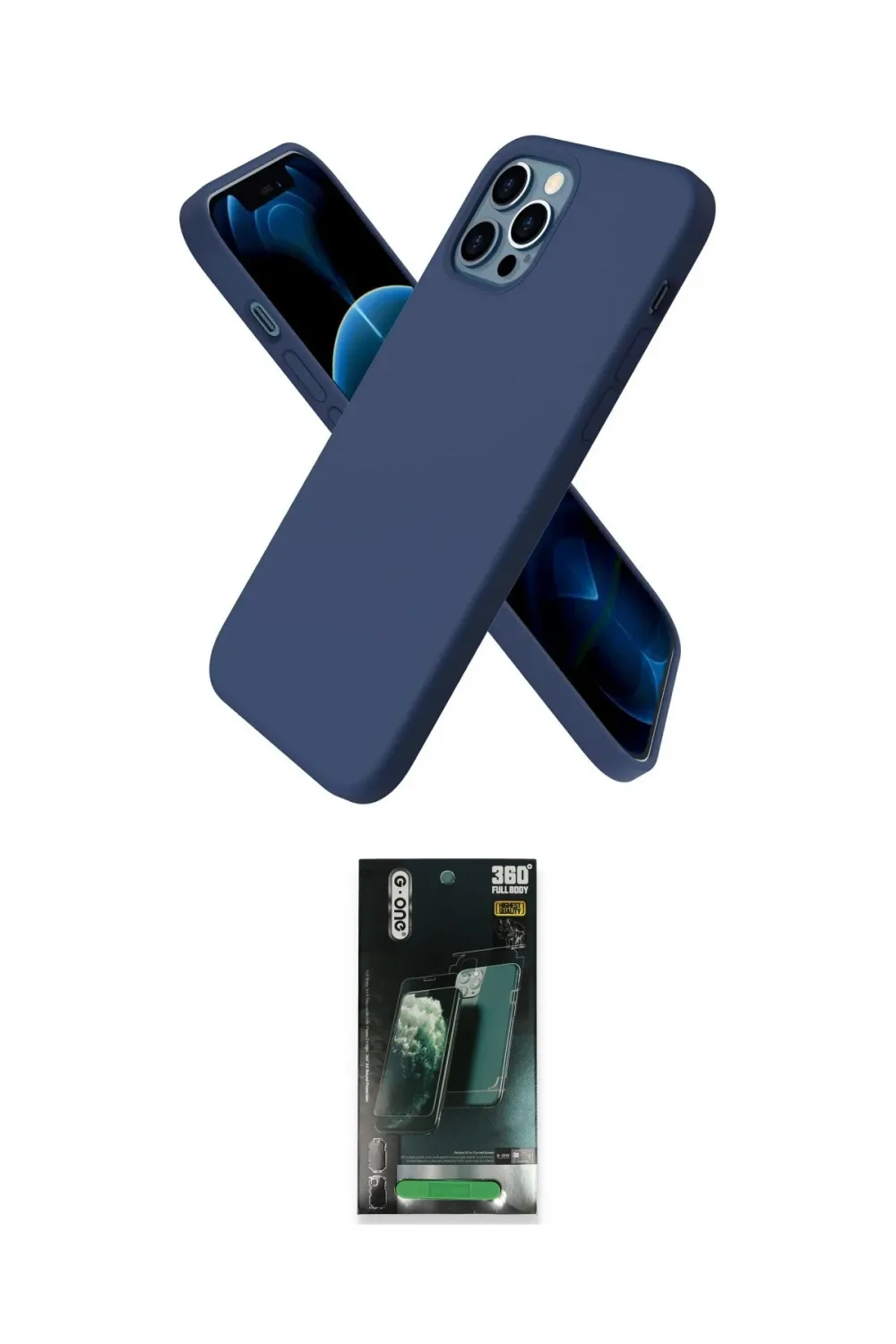 ieg™ iPhone 12 Pro Kılıf Kozmos Yansıma Özel Seri - Siyah 360 Mat Full Body Arka Koruyucu