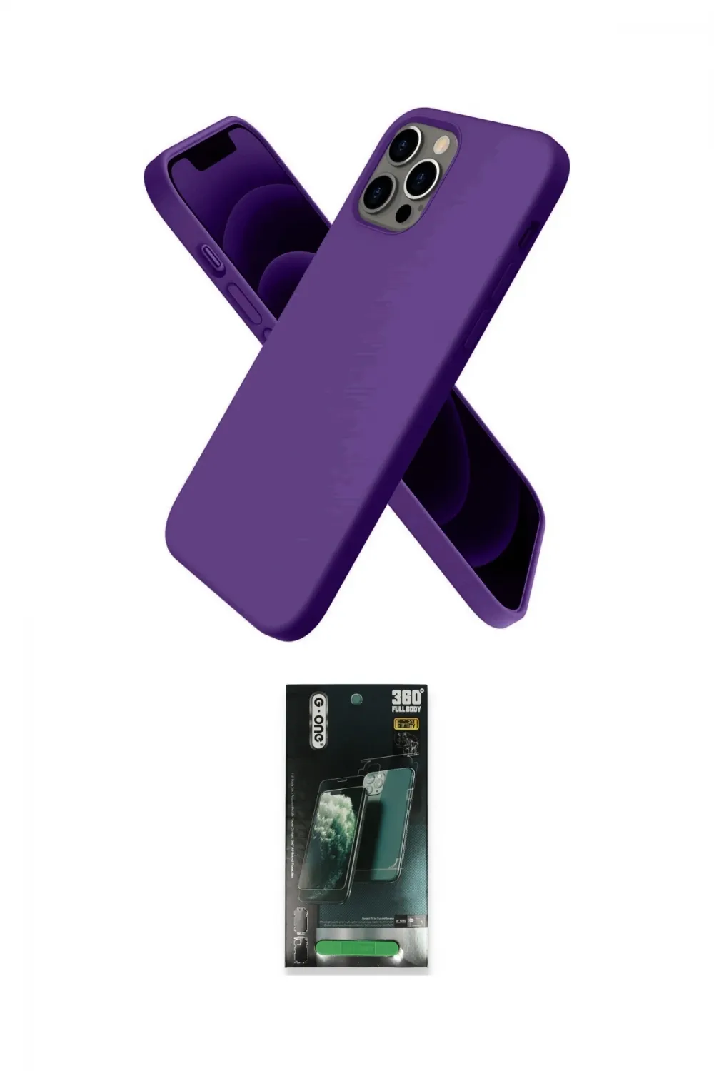 ieg™ iPhone 12 Pro Kılıf Kozmos Yansıma Özel Seri - Siyah 360 Mat Full Body Arka Koruyucu