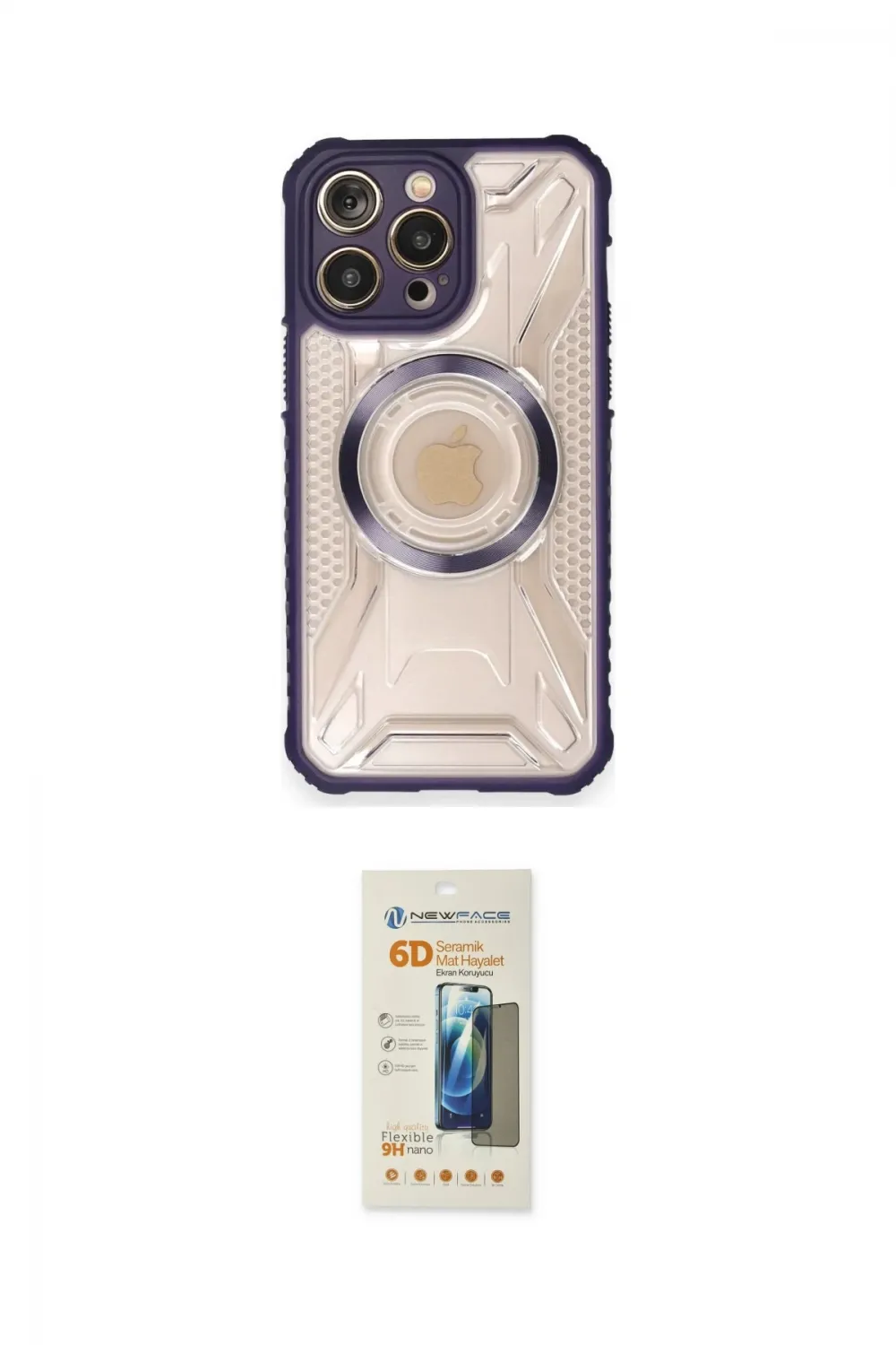 ieg™ iPhone 12 Pro Kılıf Kutup Modern - Siyah 6D Mat Seramik Hayalet Nano Ekran Koruyucu