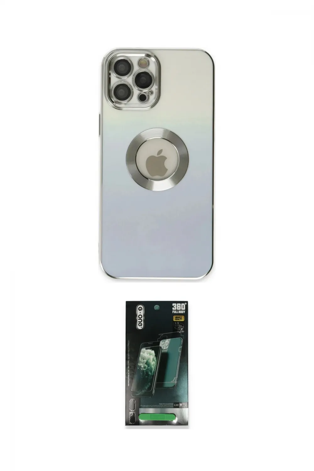 ieg™ iPhone 12 Pro Kılıf Kutup Yansıma Özel Seri - Şeffaf 360 Full Body Arka Koruyucu