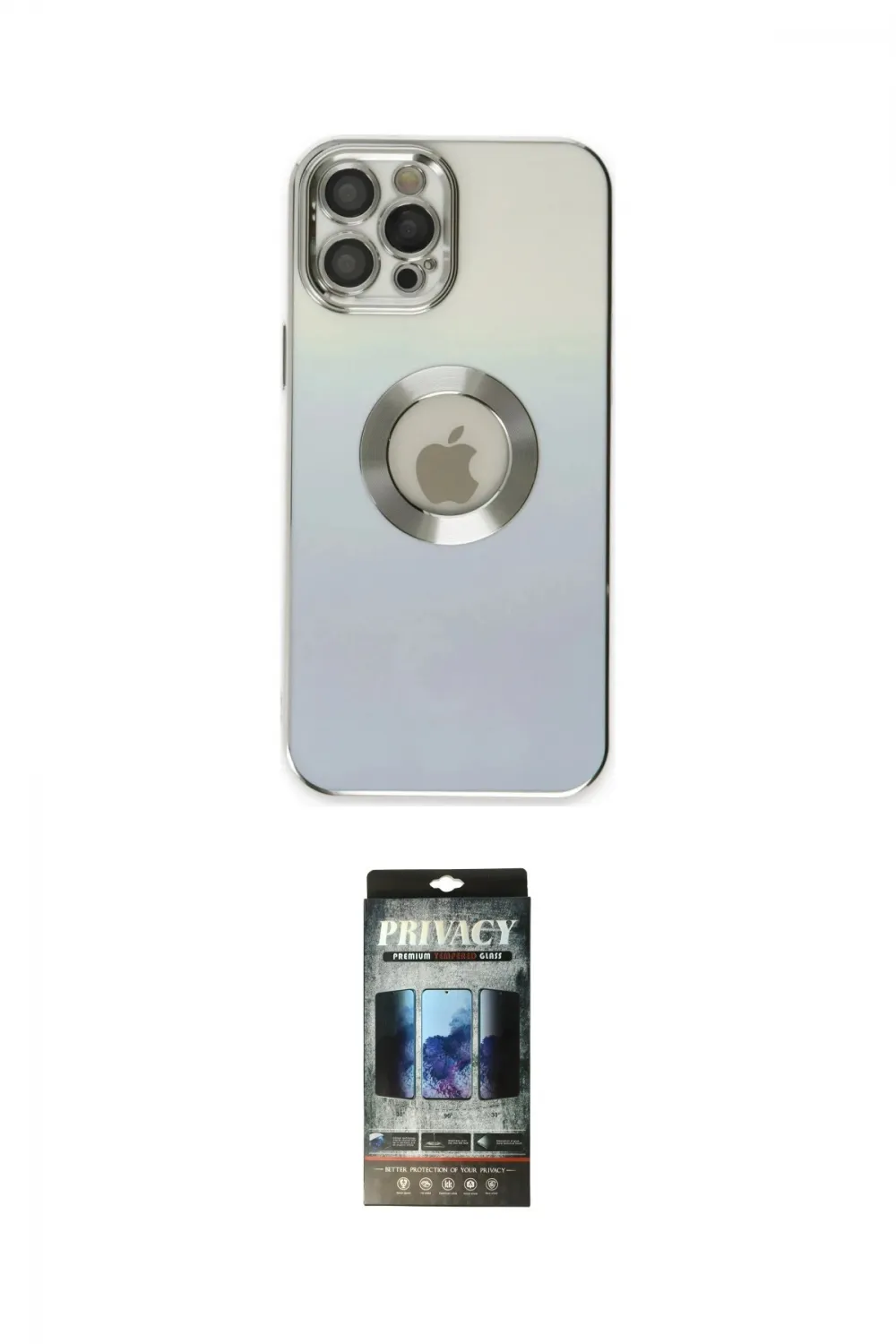 ieg™ iPhone 12 Pro Kılıf Kutup Yansıma Özel Seri - Siyah 34D Hayalet Izgaralı Cam