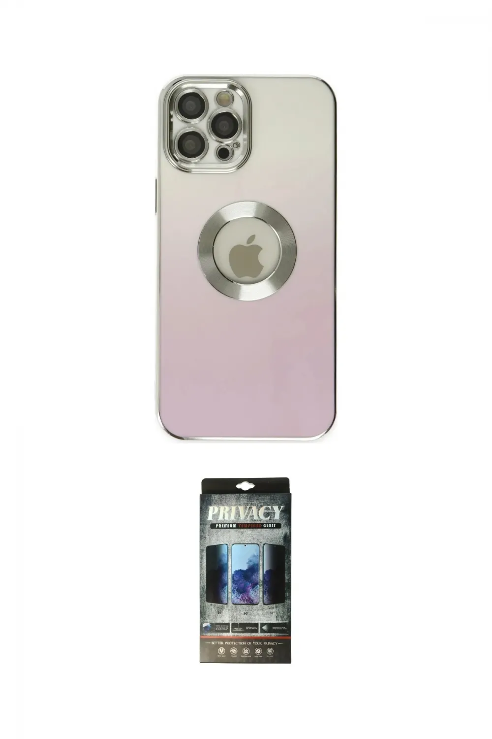 ieg™ iPhone 12 Pro Kılıf Kutup Yansıma Özel Seri - Siyah 34D Hayalet Izgaralı Cam