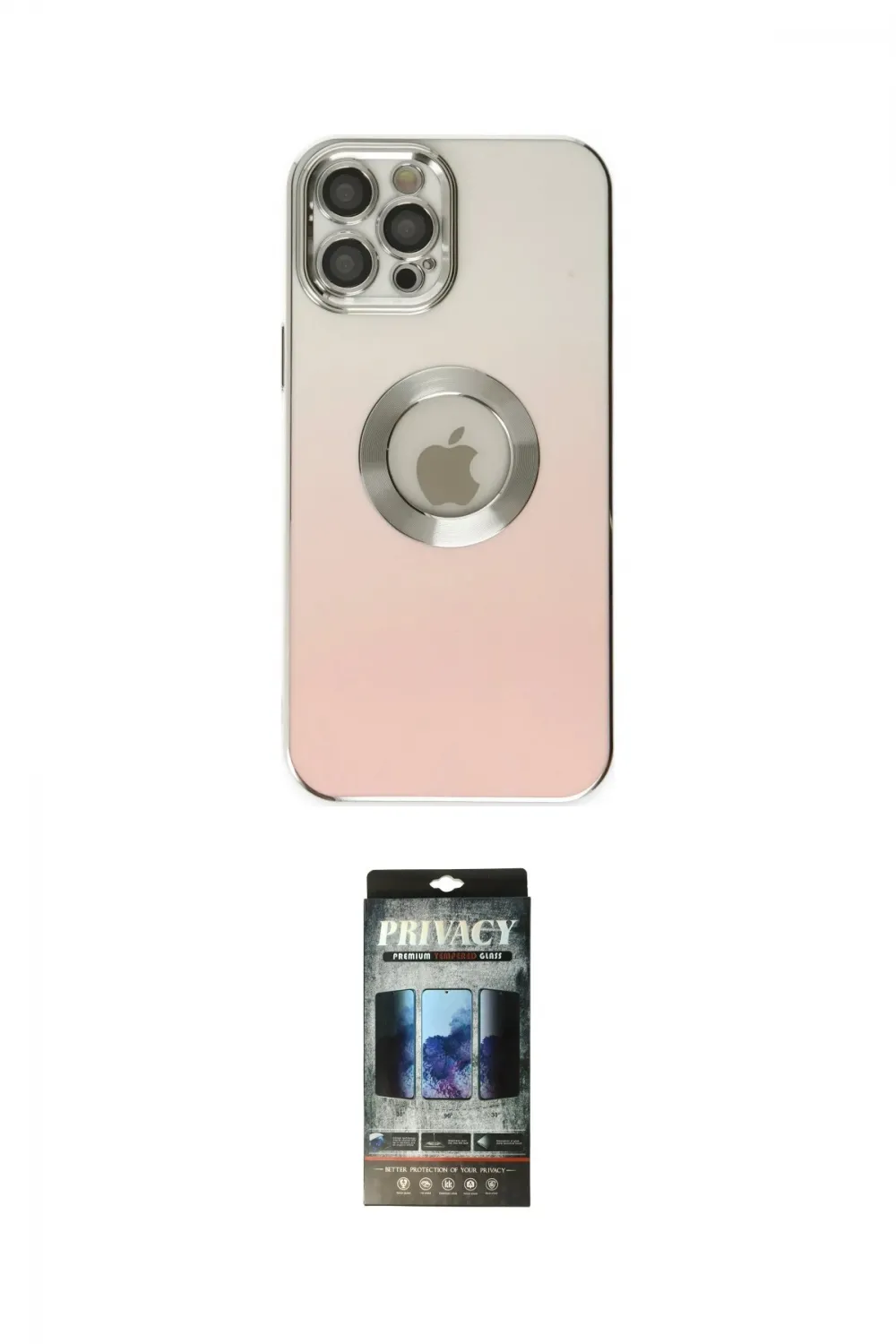 ieg™ iPhone 12 Pro Kılıf Kutup Yansıma Özel Seri - Siyah 34D Hayalet Izgaralı Cam