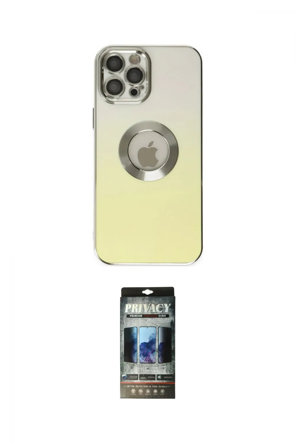 ieg™ iPhone 12 Pro Kılıf Kutup Yansıma Özel Seri - Siyah 34D Hayalet Izgaralı Cam
