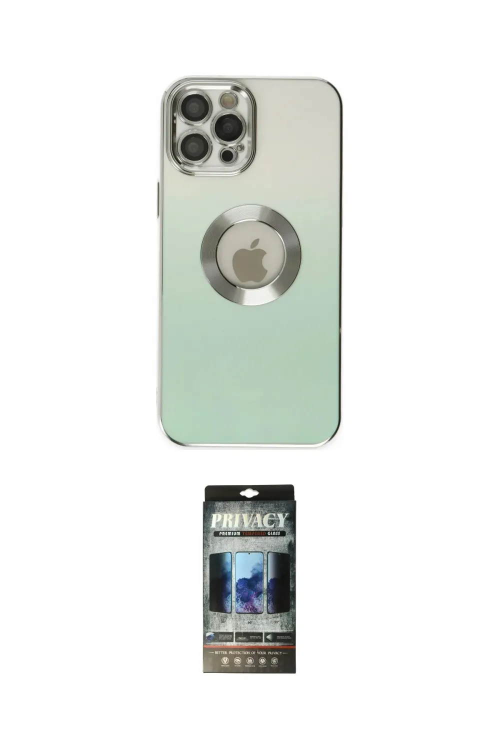 ieg™ iPhone 12 Pro Kılıf Kutup Yansıma Özel Seri - Siyah 34D Hayalet Izgaralı Cam