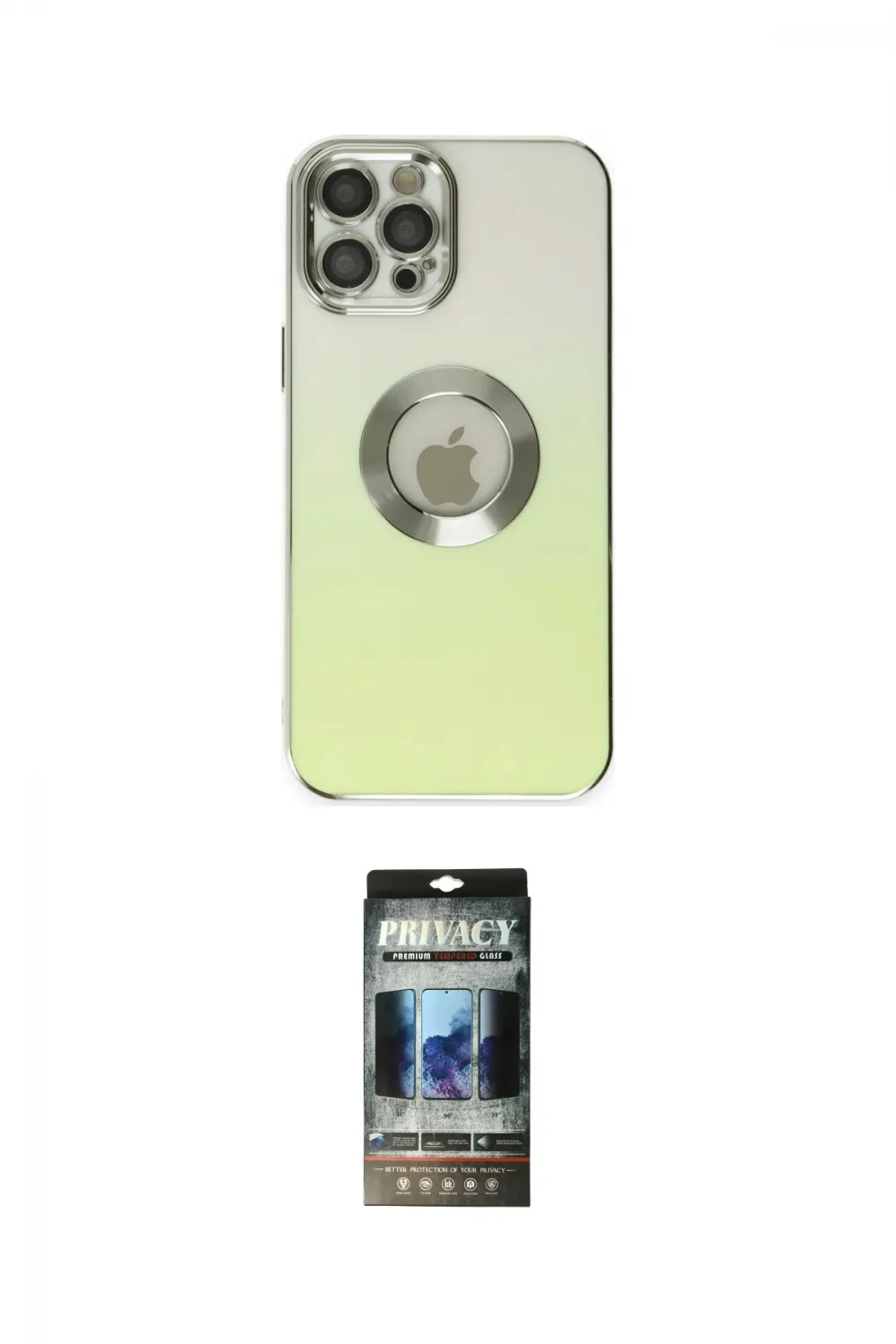 ieg™ iPhone 12 Pro Kılıf Kutup Yansıma Özel Seri - Siyah 34D Hayalet Izgaralı Cam